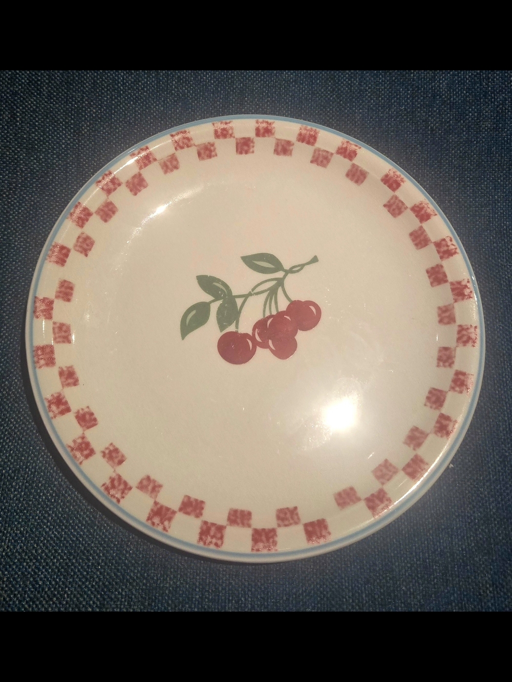Classic Cherry Ceramic Dinner Plate in White and Red